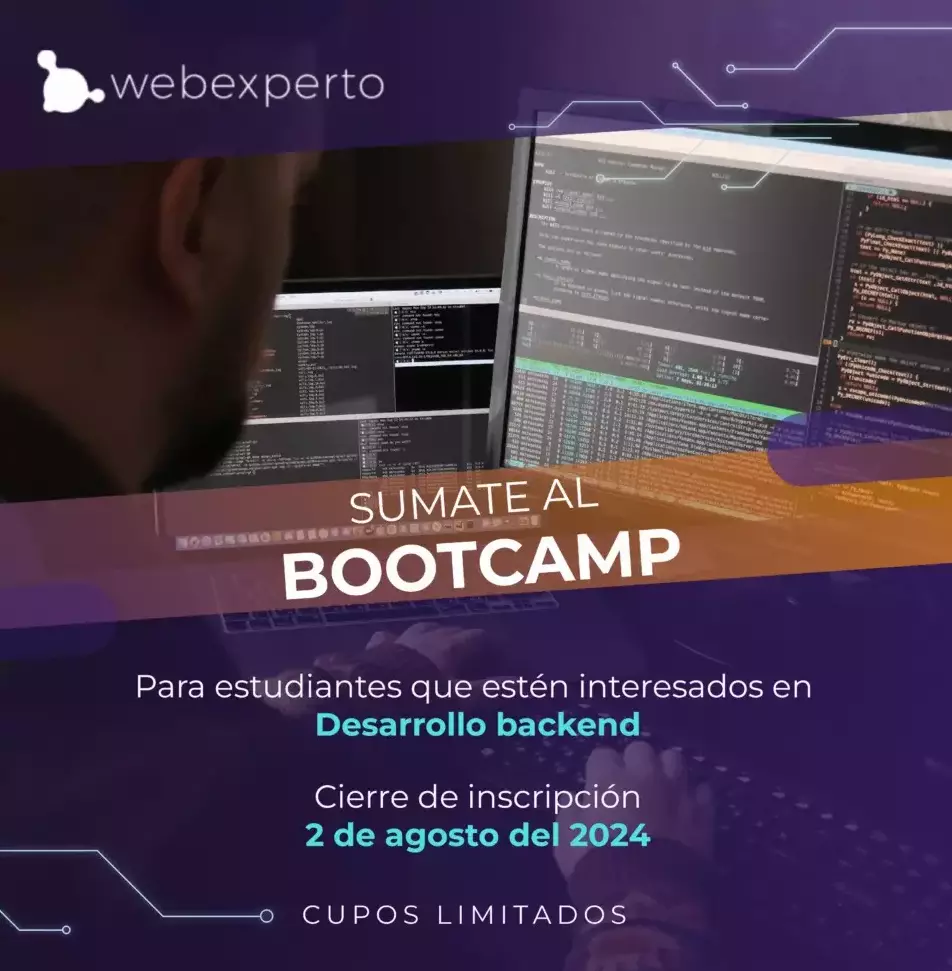 Nuevo Bootcamp 2024 de Webexperto para desarrolladores backend