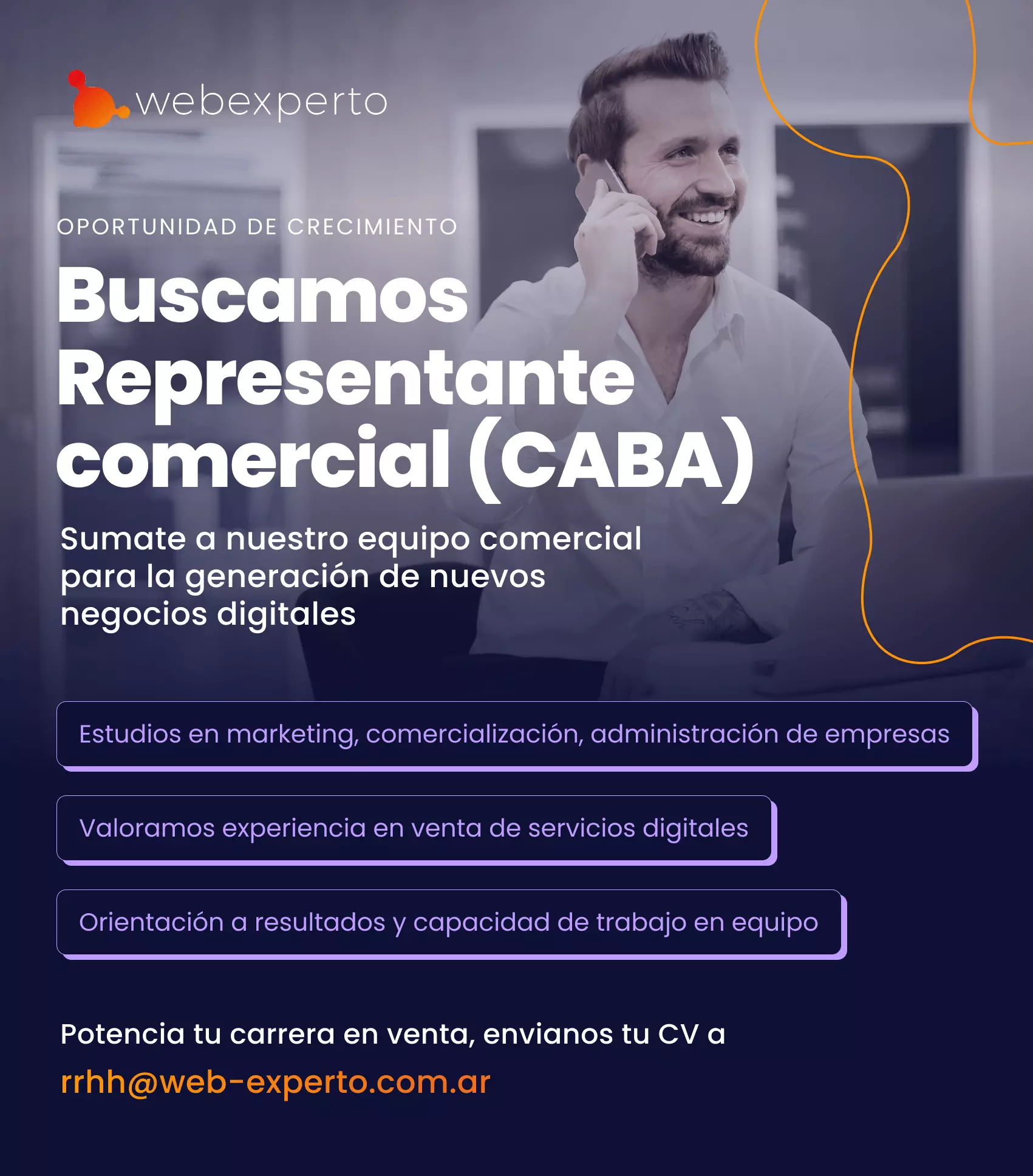 Unite a WebExperto como Representante Comercial y potencia tu carrera en ventas (CABA)